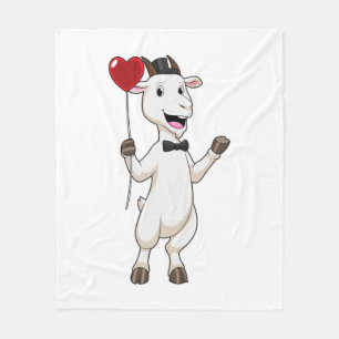 Goat as Groom with Heart Balloon Fleece Blanket