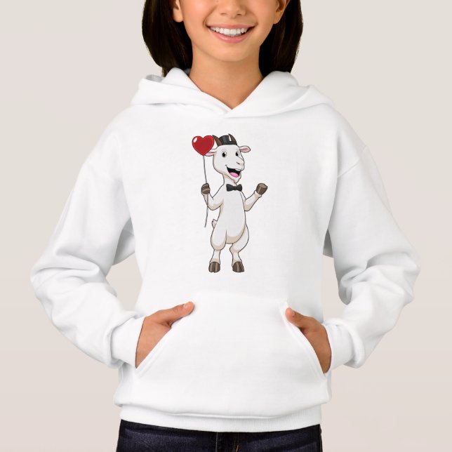 Goat as Groom with Heart Balloon Hoodie (Front)