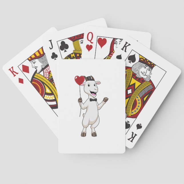 Goat as Groom with Heart Balloon Poker Cards (Back)