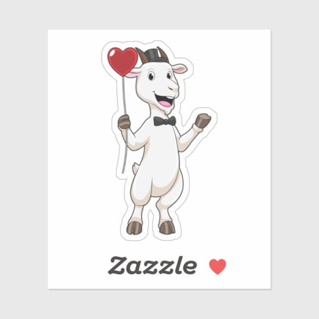 Goat as Groom with Heart Balloon Sticker (Sheet)