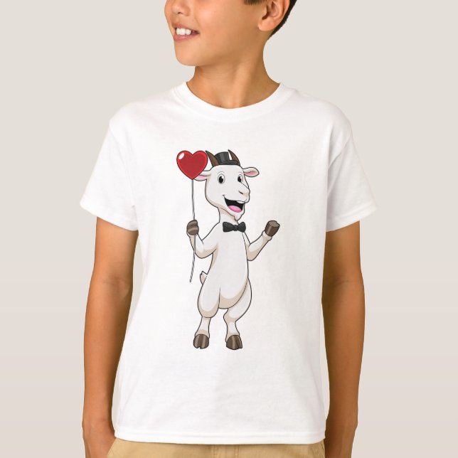 Goat as Groom with Heart Balloon T-Shirt (Front)