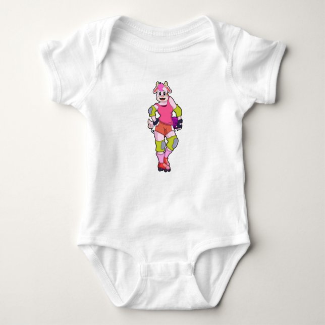 Goat as Inline Skater with Inline Skates Baby Bodysuit (Front)