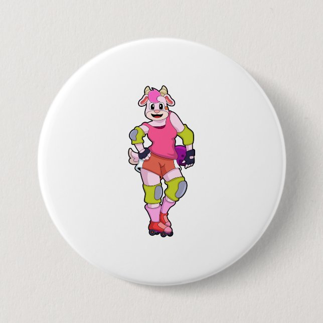 Goat as Inline Skater with Inline Skates Button (Front)