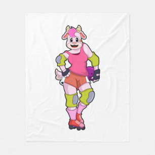 Goat as Inline Skater with Inline Skates Fleece Blanket