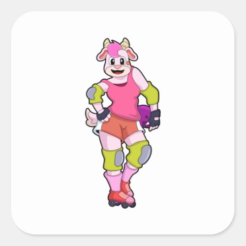 Goat as Inline Skater with Inline Skates Square Sticker