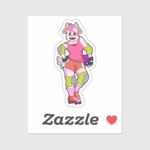 Goat as Inline Skater with Inline Skates Sticker