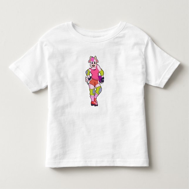 Goat as Inline Skater with Inline Skates Toddler T-shirt (Front)
