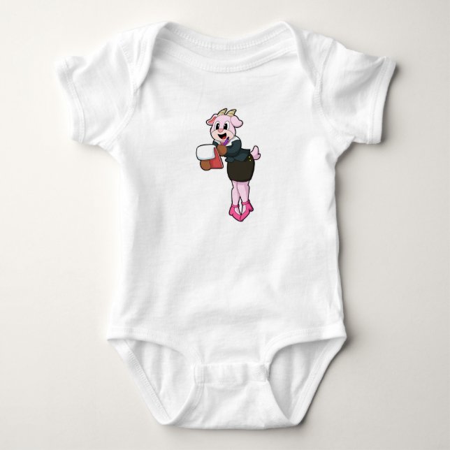 Goat as Secretary with High Heels Baby Bodysuit (Front)