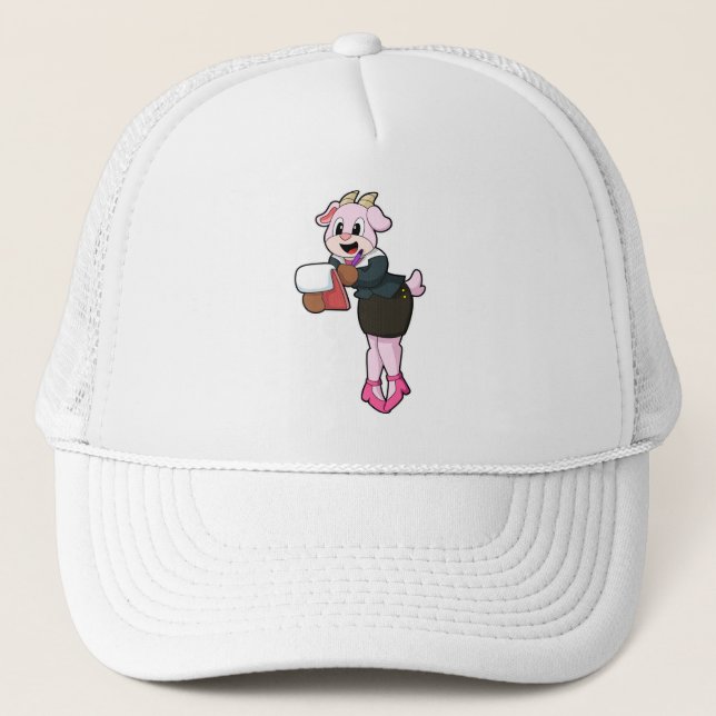 Goat as Secretary with High Heels Trucker Hat (Front)