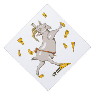 Goat at a climbing gym graduation cap topper