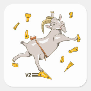 Goat at a climbing gym square sticker