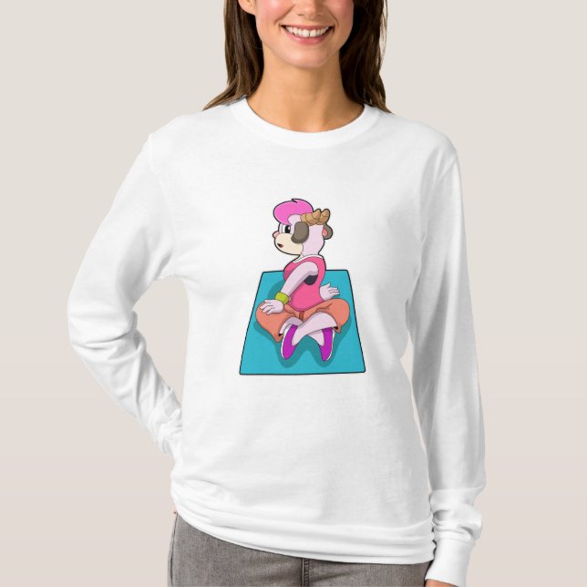 Goat at Yoga on Yoga mat T-Shirt (Front)
