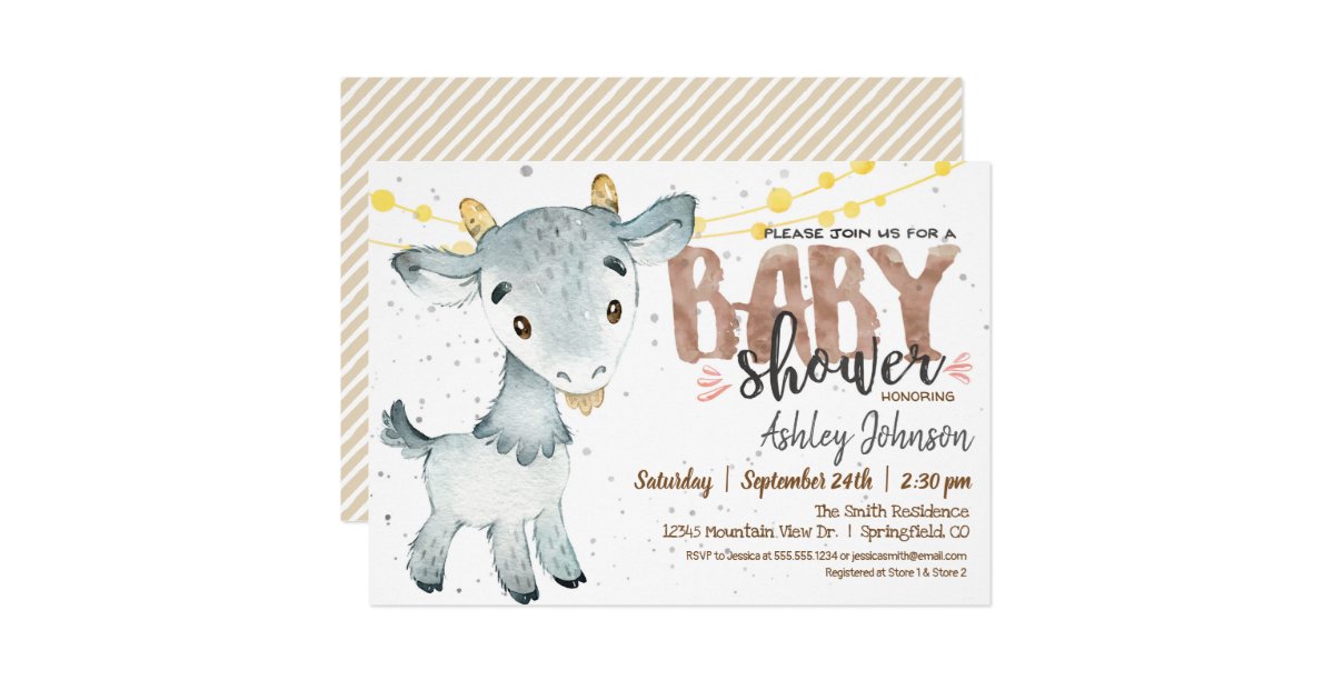 Goat Baby Shower Invitation Boy Farm Invitation Zazzle Com