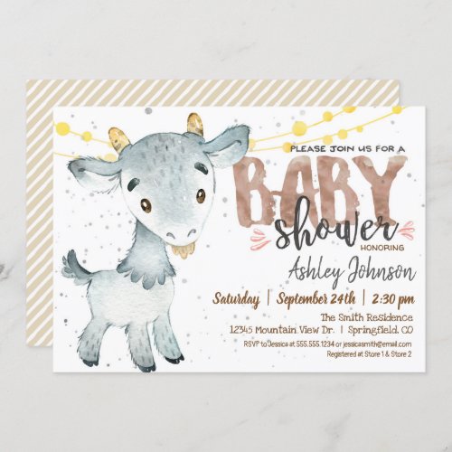 Goat Baby Shower invitation Boy Farm Invitation