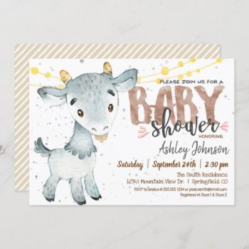 Goat Baby Shower Invitation  Boy  Farm Invitation by Card_Stop at Zazzle