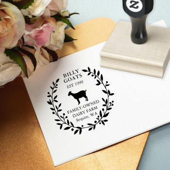 Goat Berry Laurel Editable Business Ii Rubber Stamp by beckynimoy at Zazzle