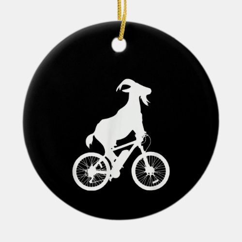 Goat Bicycle Rider Funny Goat Lover Graphic Ceramic Ornament