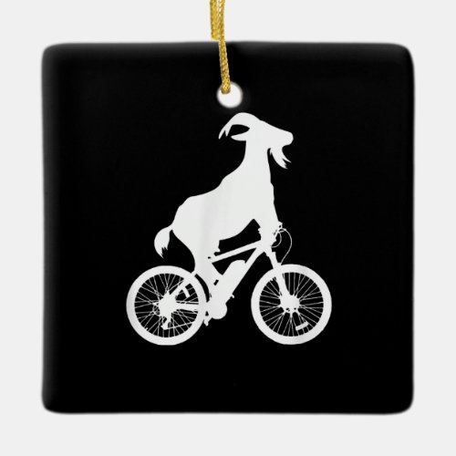 Goat Bicycle Rider Funny Goat Lover Graphic Ceramic Ornament