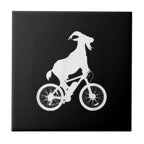 Goat Bicycle Rider Funny Goat Lover Graphic Ceramic Tile
