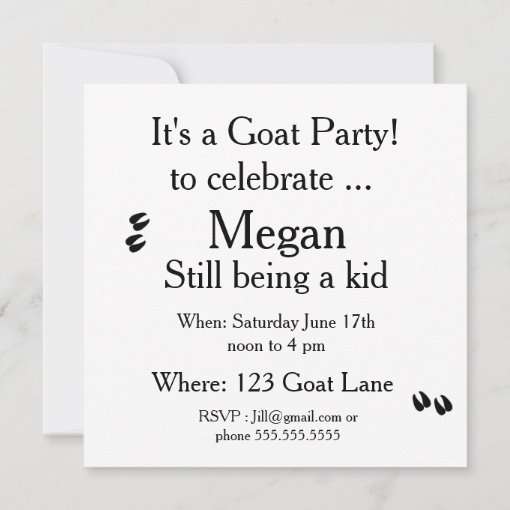 Goat Birthday Party Invitation | Zazzle