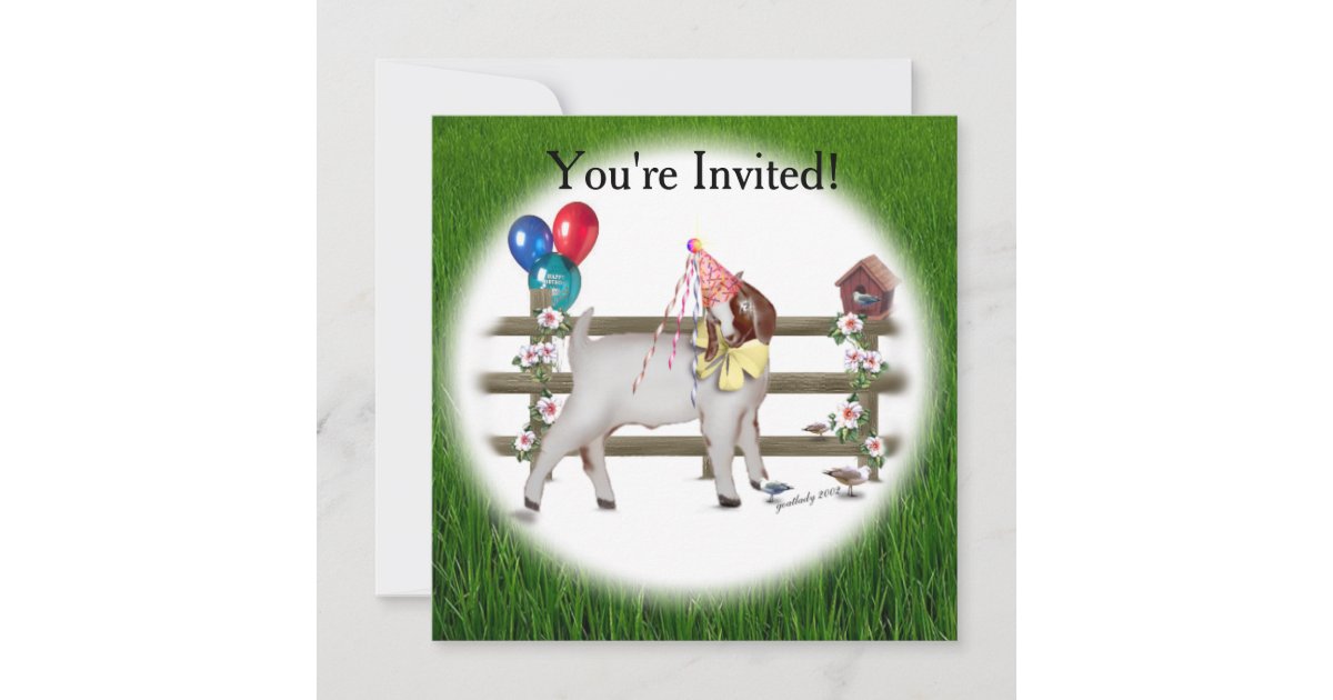 Goat Birthday Party Invitation | Zazzle