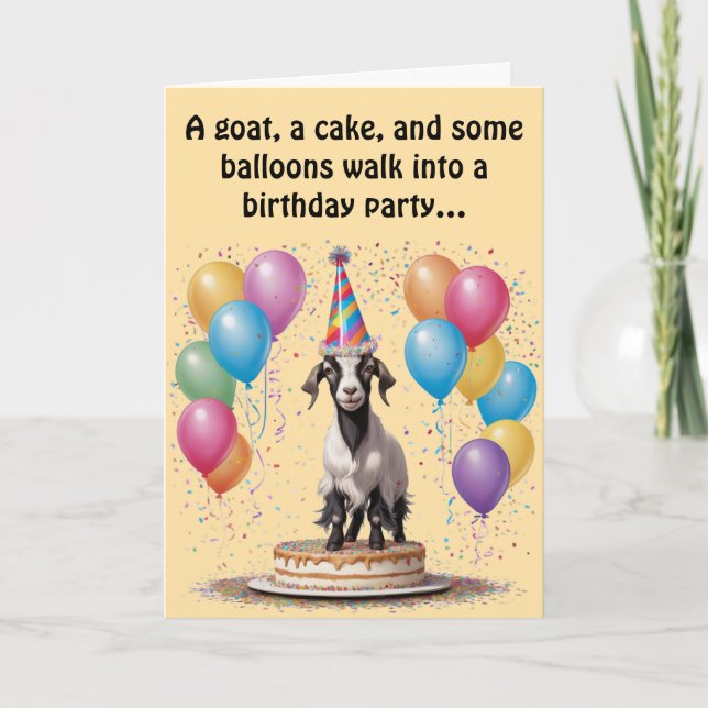 Goat Birthday Surprise – Funny & Witty Card (Front)