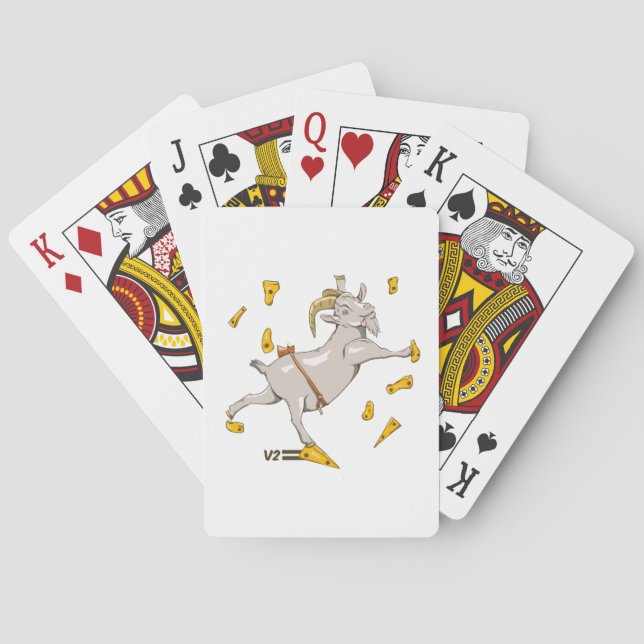 Goat bouldering on climbing wall poker cards (Back)