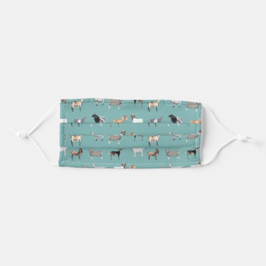 Goat breeds blue adult cloth face mask (Front, Folded)