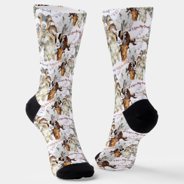  Goat Breeds I Love my Goats Socks (Angled)