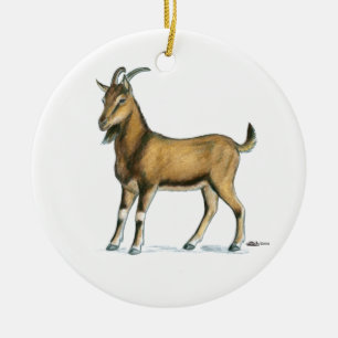 Goat: Brown Ceramic Ornament