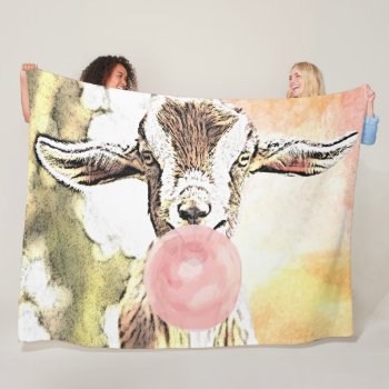 Goat| Bubblegum Airplane Ears Kid Goat Getyergoat™ Fleece Blanket by getyergoat at Zazzle