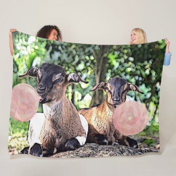 Goat | Bubblegum Baby Goats   By Getyergoat™ Fleece Blanket by getyergoat at Zazzle