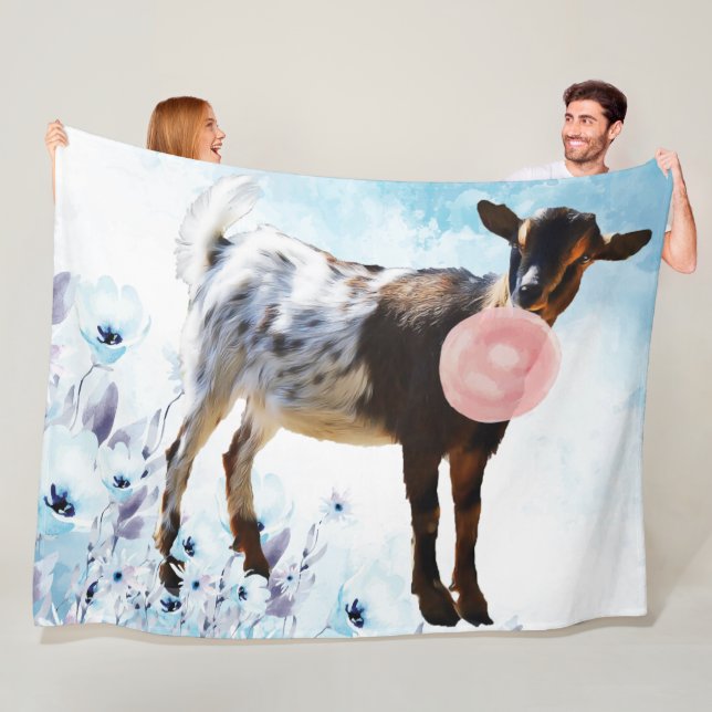 GOAT| Bubblegum Nigerian in Flowers GetYerGoat™ Fleece Blanket (In Situ)