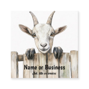 Goat by a fence square business card