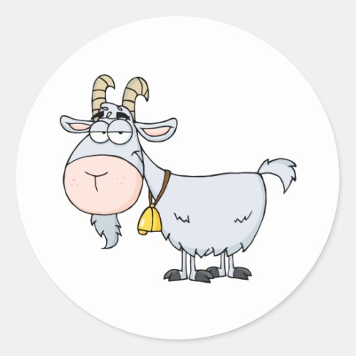 Goat Cartoon Character Classic Round Sticker