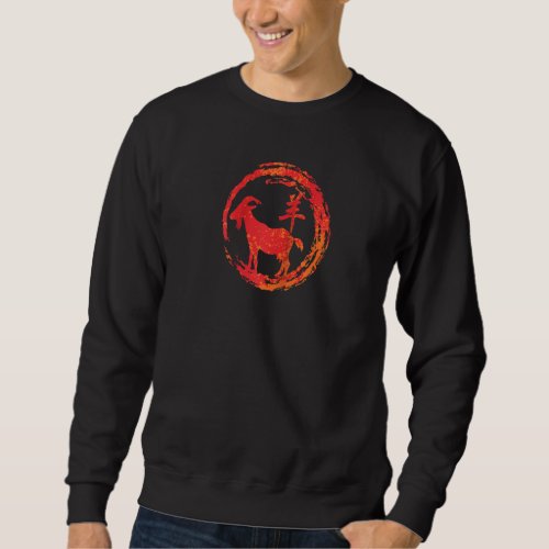 Goat Chinese Sign Of The Zodiac Raglan Sweatshirt