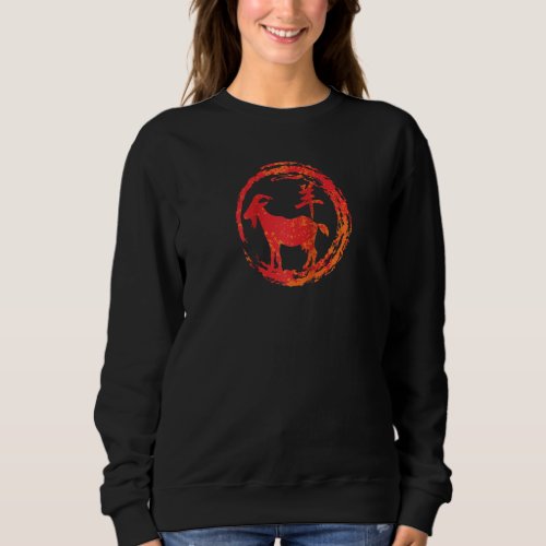 Goat Chinese Sign Of The Zodiac Raglan Sweatshirt