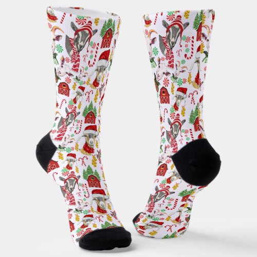 Goat Christmas Candy Canes  Socks