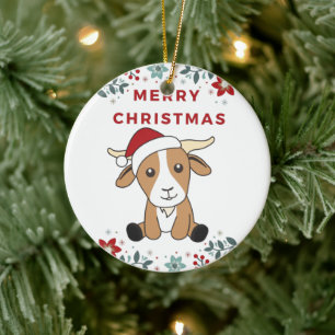 Goat Christmas Goats Winter Animals Ceramic Orname Ornament
