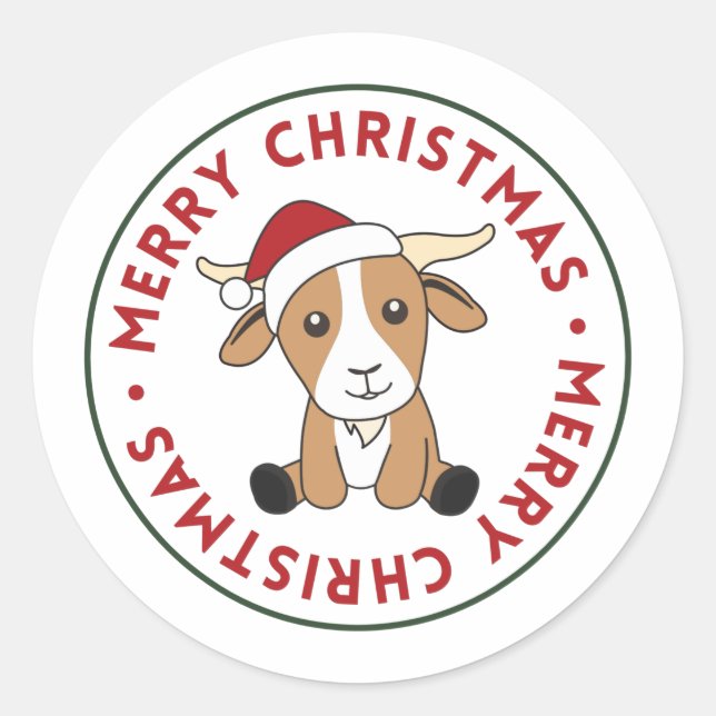 Goat Christmas Goats Winter Animals Classic Round  Sticker (Front)