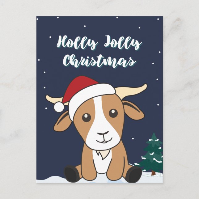 Goat Christmas Goats Winter Animals Holiday Postca Postcard (Front)