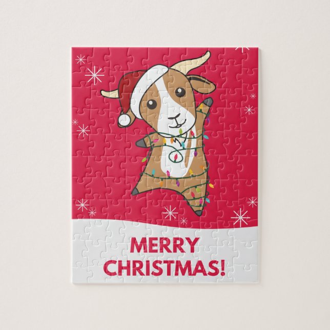 Goat Christmas Goats Winter Animals Jigsaw Puzzle (Vertical)