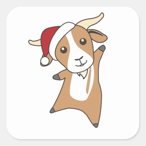 Goat Christmas Goats Winter Animals Square Sticker