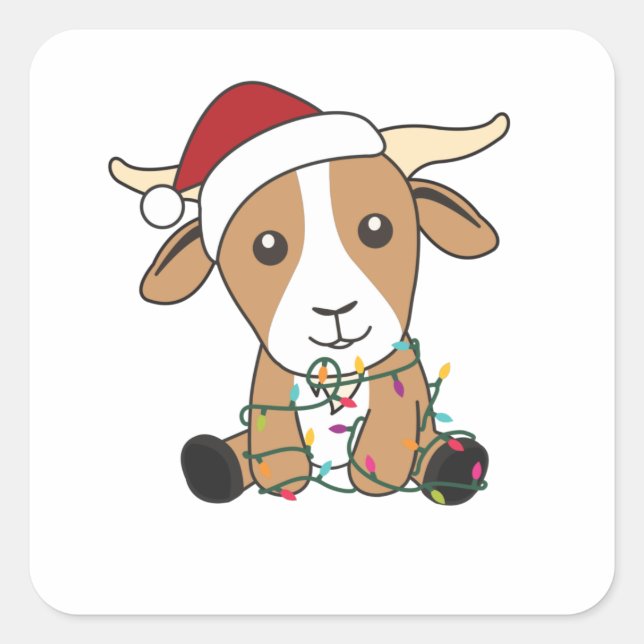 Goat Christmas Goats Winter Animals Square Sticker (Front)