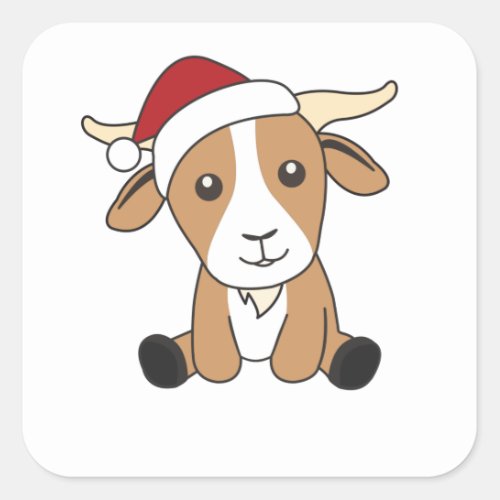 Goat Christmas Goats Winter Animals Square Sticker