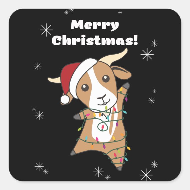 Goat Christmas Goats Winter Animals Square Sticker (Front)