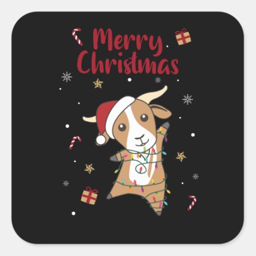 Goat Christmas Goats Winter Animals Square Sticker