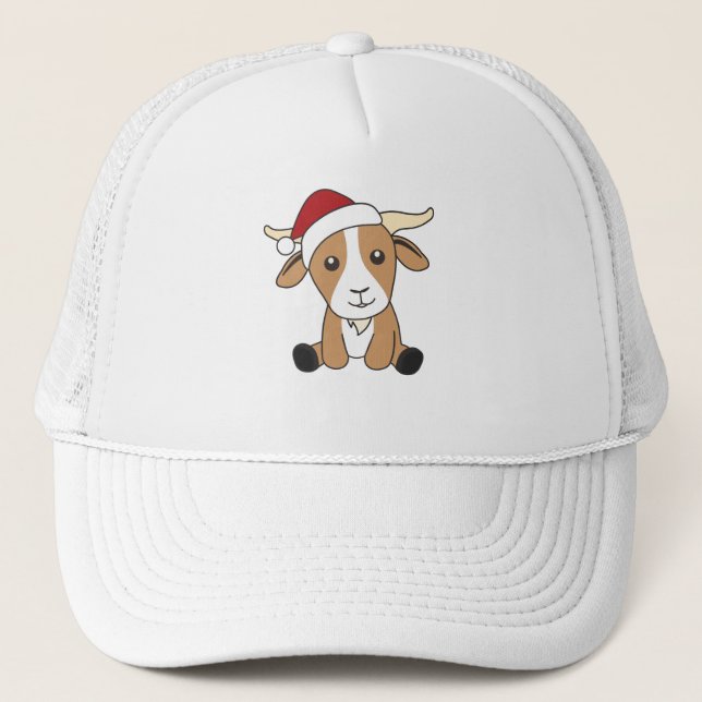 Goat Christmas Goats Winter Animals Trucker Hat (Front)