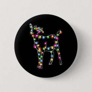 Goat Christmas Light Tree Goat Lover Button