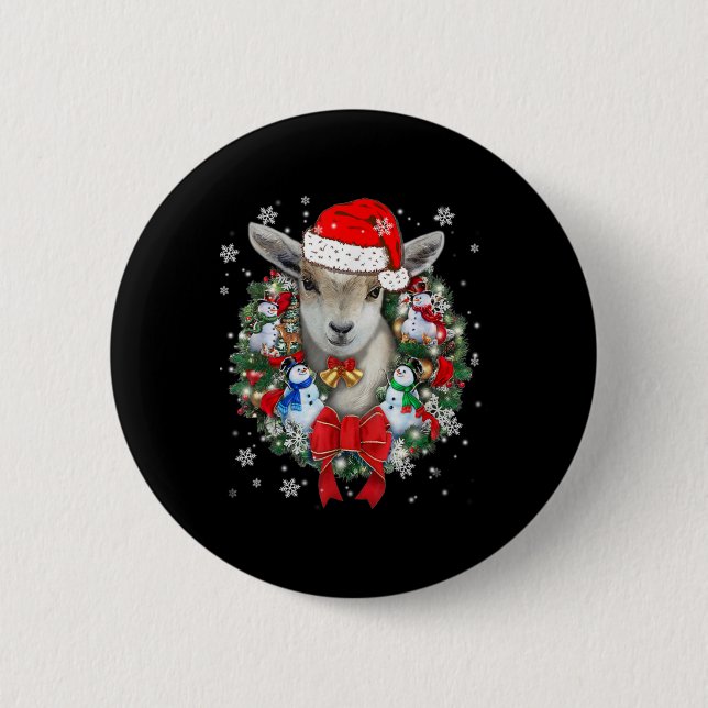 Goat Christmas Ornament Button (Front)